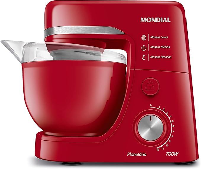 Batedeira planetária, mondial, vermelho, 700w, 220v - bp-03-r